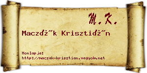 Maczák Krisztián névjegykártya