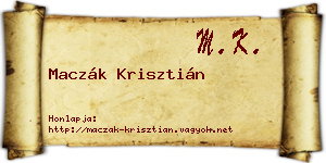 Maczák Krisztián névjegykártya